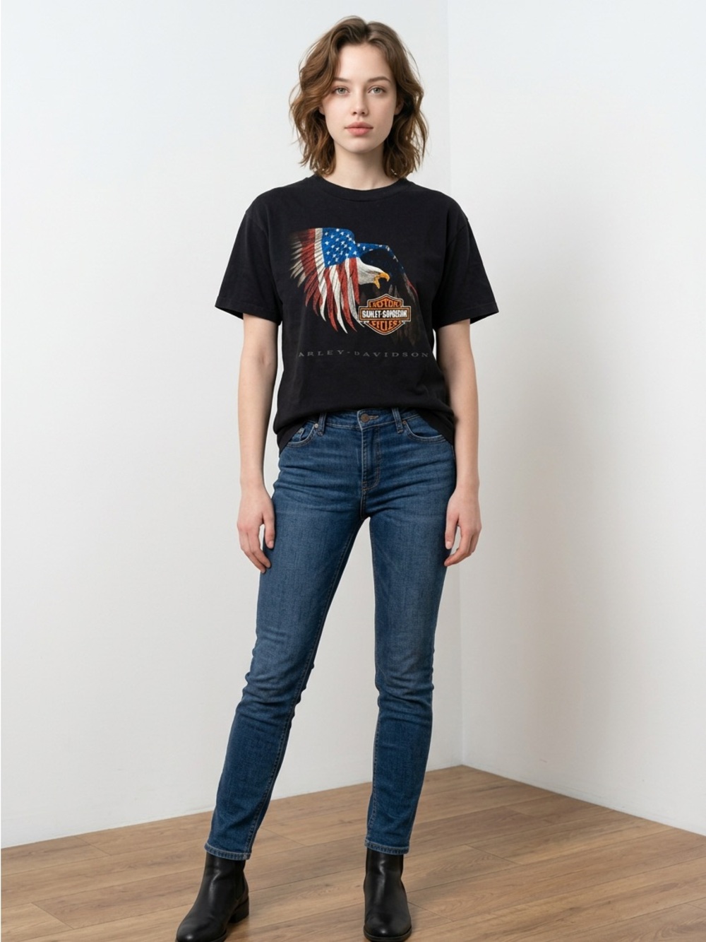 Harley-Davidson Black Eagle Flag Graphic Tee